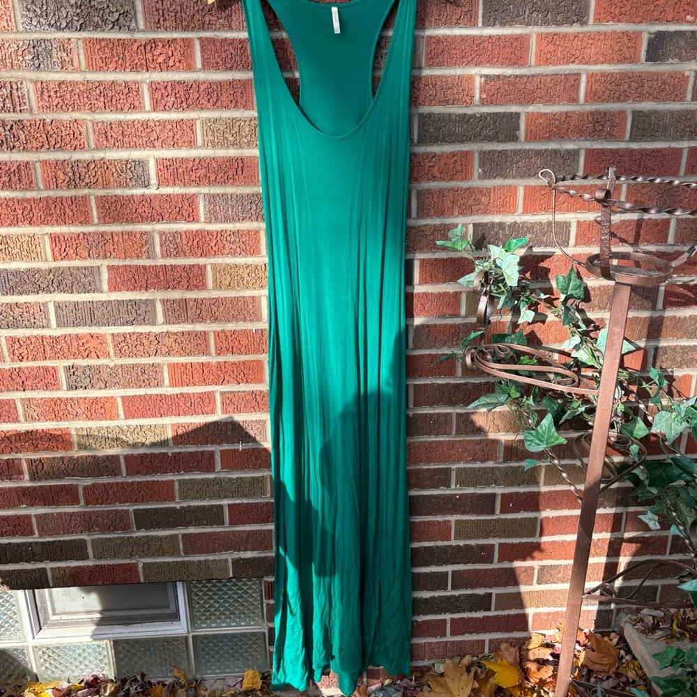 J&K Green Racerback Sleeveless Maxi Dress